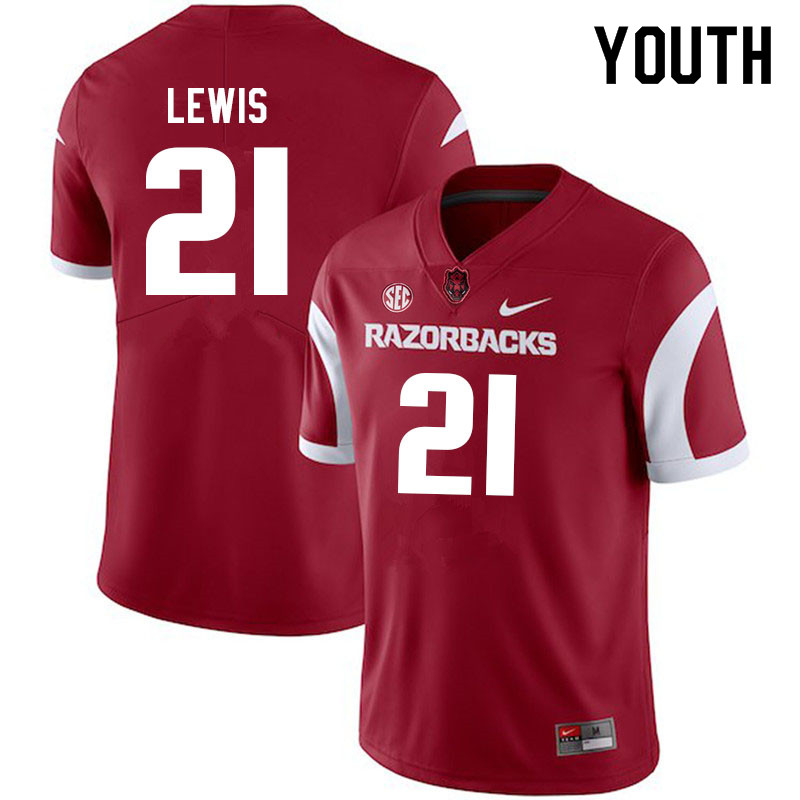 Youth #21 Jaylen Lewis Arkansas Razorbacks College Football Jerseys Sale-Cardinal